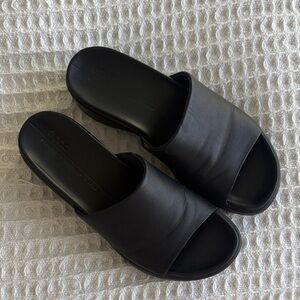 ECCO Platform Black Slide Sandals